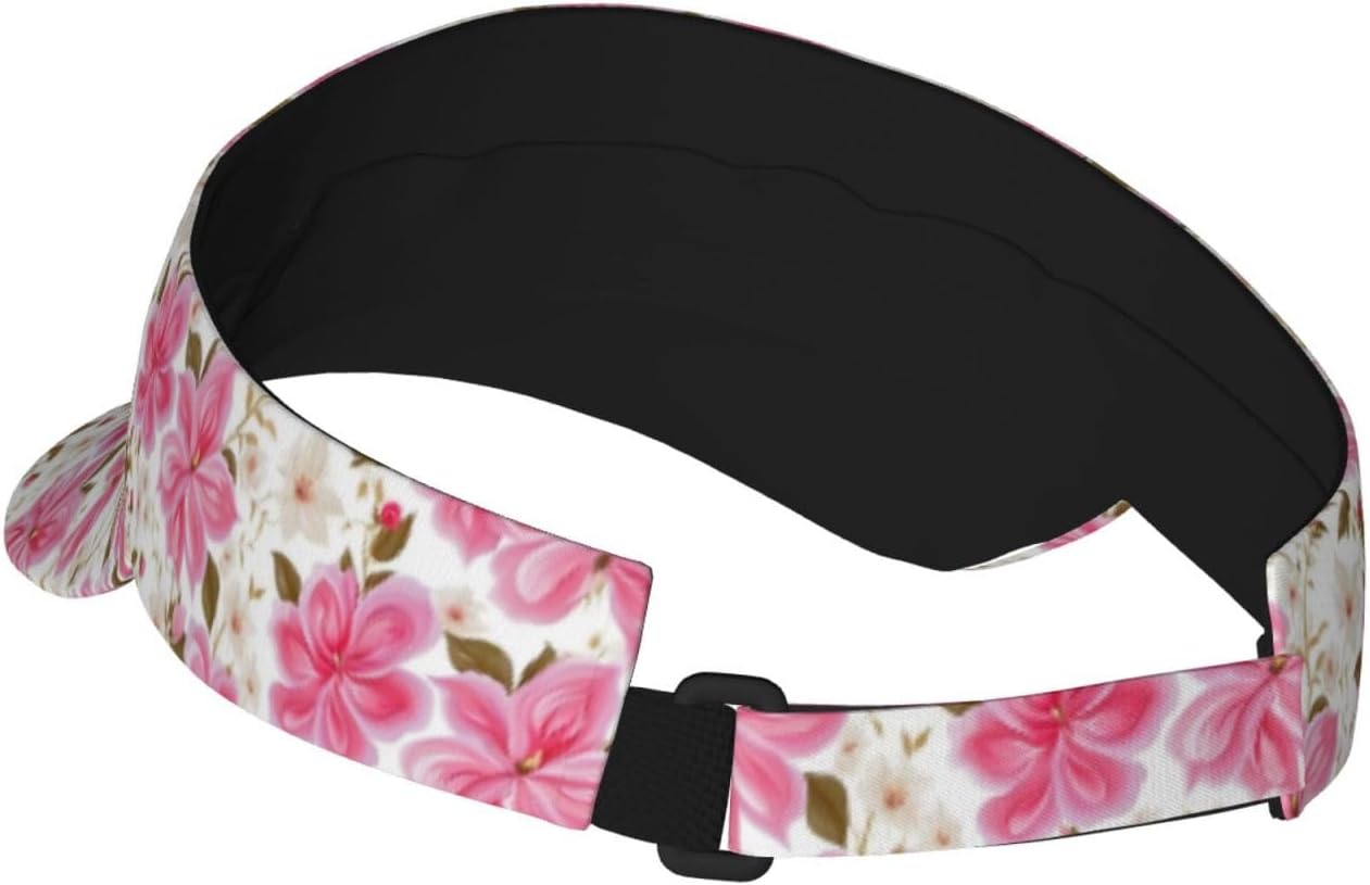 Rose Flower Print Sun Visor Hats for Women Men Adjustable Sports Golf Running Sun Caps