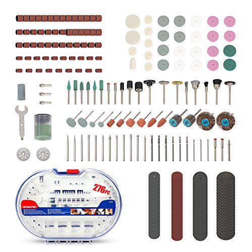 WORKPRO Rotary Tool Accessories Kit 276pcs 1/8 Shank Electric Grinder Fits Dremel Rotary Tool Multifunctional Universal Fitment for Cutting Grinding Sanding Carving Polishing