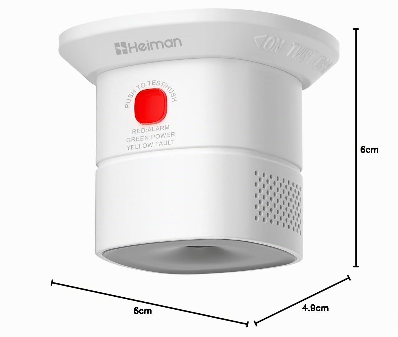 Heiman Mini détecteur de monoxyde de Carbone certifié en 50291 - Durée de Vie du capteur : 10 Ans - Bouton de Test - HS1CA