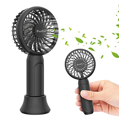 HandFan Mini Personal Handheld Fan, Super Portable Pocket Size Battery Operated Fan with 18hrs Working Time, Strong Airflow, 3 Speeds, Natural Wind Mode, Removable Base USB Desk Fan for Travel Office Office Hot Flashes Outdoor Sports