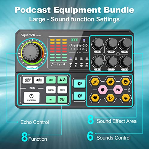Podcast Equipment Bundle,Audio Interface With All-In-One Dj Mixer And Studio Broadcast Microphone, Perfect For Recording,Live Streaming,Gaming,Compatible With Pc,Smartphone,Play Station #TOP3
