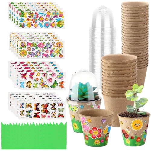 Macetas de papel biodegradables tiestos de jardín con cúpulas y pegatinas infantiles 8