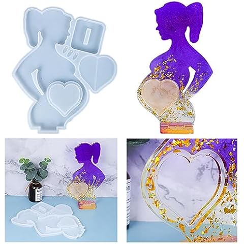 Dofaxgo Photo Frame Women Resin Silicone Mold,Pregnant Mom Shape Silicone Epoxy Molds for Table Decor,Baby Gift, Mother's Day Gift Cover