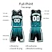 Personalize Your Own Team Basketball Uniform Suit for Kids Adults with Your Custom Name and Number… (Black-Teal)