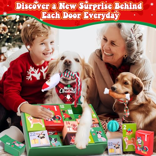 iZoeL Adventskalender für Hunde 2025 Weihnachtskalender 24 Hundespielzeuge Hundehalsband Spielzeug Weihnachten Geschenk Hundeliebhaber Wiederverwendbar Adventskalender Geschenke