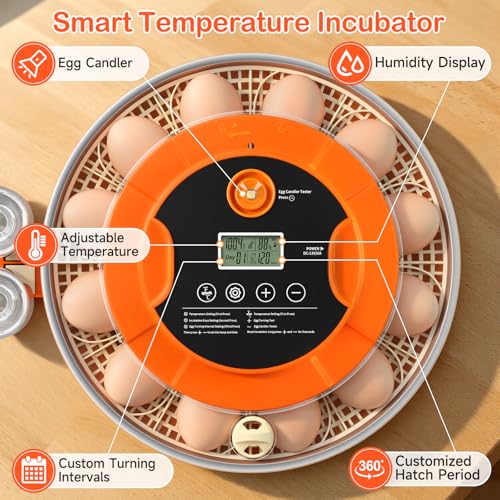 Onsju 18 Egg Incubators for Hatching Eggs, Automatic Egg Turning and Humidity Control Incubator for Hatch Chicken Duck Quail Pigeon Pheasant Partridge Home Classroom Lab