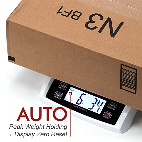 110 Lb (50 Kg) Digital Postal Scale, Piece Counting, Wide Stainless Steel Pan, Ac Adapter, Backlit Lcd, Multiple Weight Unit, Capacity: Max 50 Kg (110 Lb), Min 5 G (0.2 Oz), Division 1 G / 0.1 Oz #TOP5