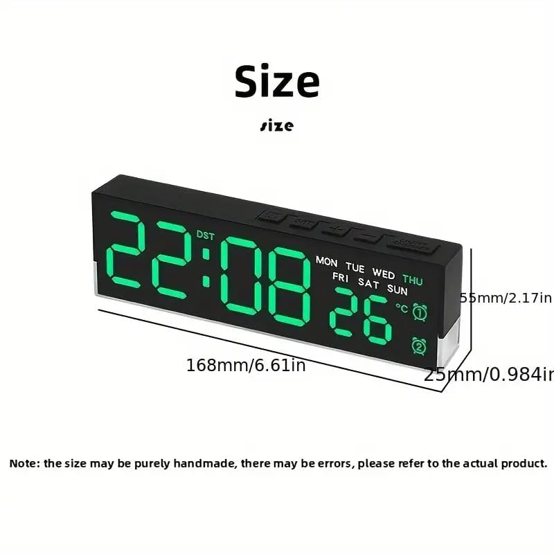 Image of LED Digital Alarm Clock | Time & Day Display | Dual Alarms, Adjustable Brightness, USB Powered, Modern Clock for Bedroom & Home | Orange