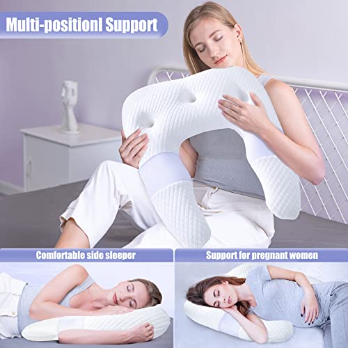 Saheyer Pillow For Side Sleeper, Odorless Body Memory Foam Pillow With Removable Washable Cover, U-Shaped Ergonomic Orthopedic Support Bed Contour Pillows For Neck, Back, Shoulder Pain Relief, White #TOP5