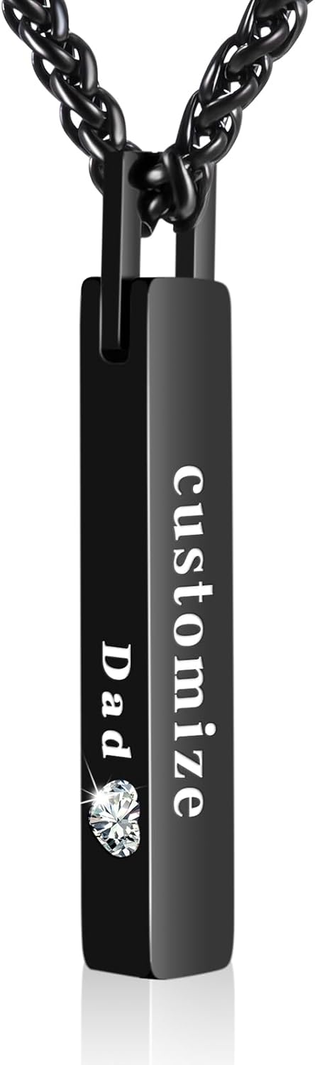 Dletay Urn Necklace for Ashes Stainless Steel Cremation Jewelry for Ashes Memorial Ash Necklace for Men Women Ash Holder Black