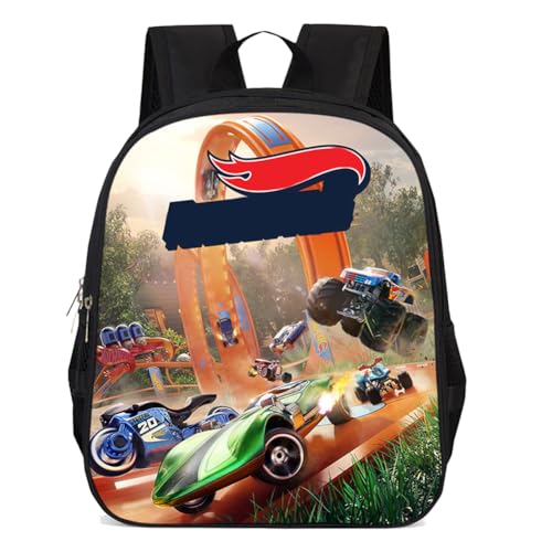 LIUYALA Mochila de coches de carreras, mochila escolar para niños, ideal para estudiantes que van a la escuela, deportes, viajes familiares, bolsa escolar de gran capacidad, color negro, Negro, S