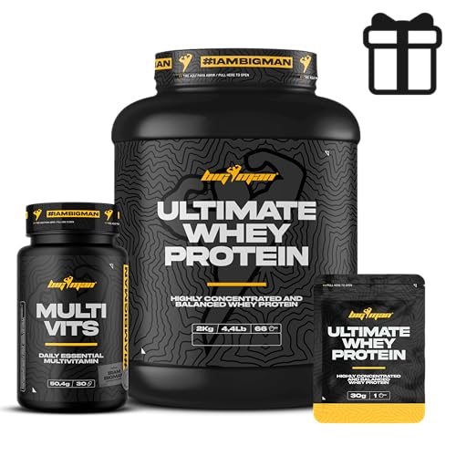 Pack BigMan Ultimate Whey Protein 2 kg + MULTI VITS Perlas 30 caps + MUESTRAS (CHOCOLATE) | Aumenta el crecimiento muscular | Entrenamientos intensos | Máxima asimilación