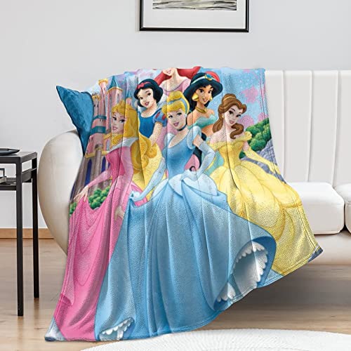 Anime Soft Cozy Flannel Blanket Princesses Couch Sofa Lightweight Cartoon Bed Plush Fluffy Fuzzy Throw Blanket 50"X40" For Girls Gifts Women All Season #TOP2