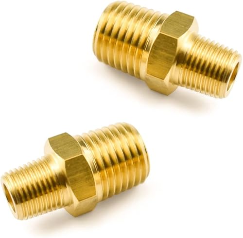 Miniatura 7 de SDTC Tech Paquete de 2 accesorios de tubería de latón de rosca macho NPT de 14 pulgadas a NPT de 18 pulgadas, adaptador reductor de rosca macho