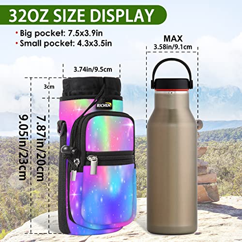 Image of RICHEN Neoprene Water Bottle Carrier Bag with Adjustable Shoulder Strap,Insulated Water Bottle Cover for Stainless Steel /Glass /Plastic Bottles