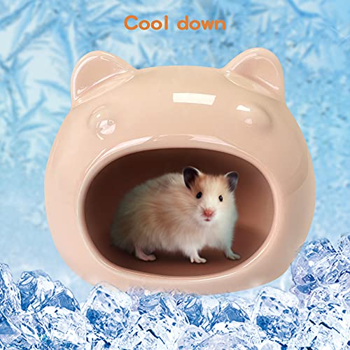 Amazefun Small Pet Hideout Ceramic Adorable House Cozy Bed For Gerbils Hamsters Mice Mini Animals (Pink) #TOP4