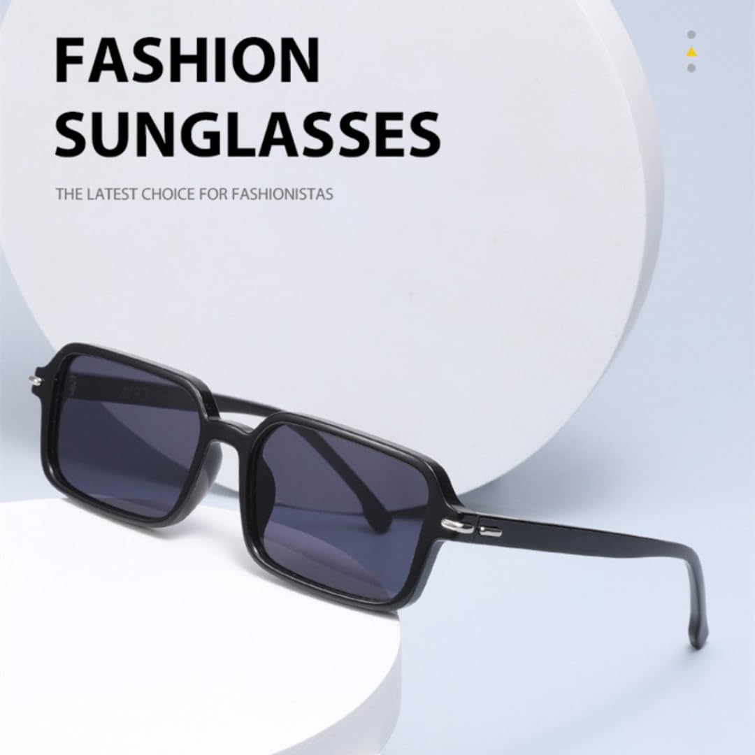 Occhiali da sole rettangolari retrò di ispirazione vintage per uomo e donna con protezione UV400.