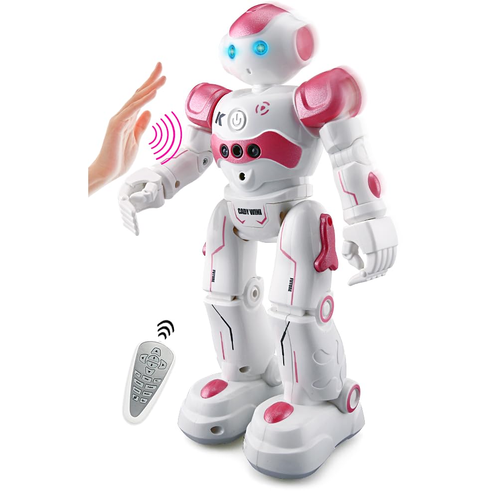 PowerTRC RC Robot Toys for Kids, Remote Control Smart Robot, Programmable, Gesture Sensing Toy with Light & Sound Birthday Gift Present for Age 6 7 8 9 10+, Pink, RBR2 Pink-K