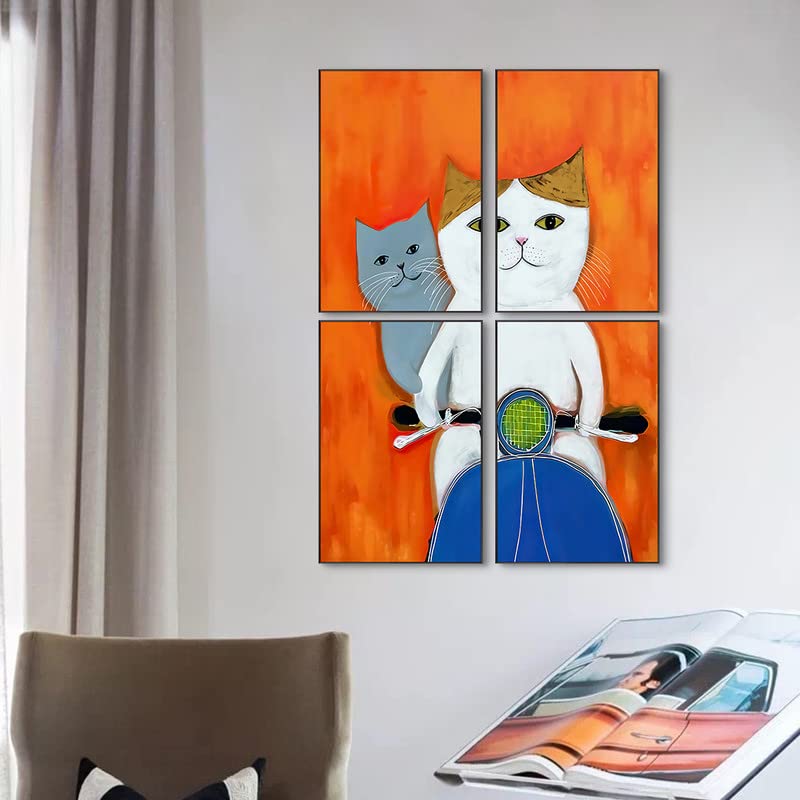 Amazon.co.jp: 猫 アートパネル 4枚セット 飾り絵 動物 ネコ