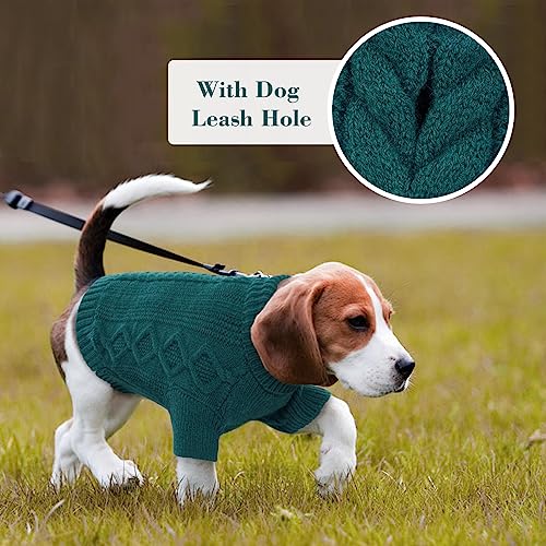 Hjumarayan Hundepullover Kleine Hunde - Schlicht & Elegant Hunde Pullover, Warm Hundepullover mit Geschirrloch, Schöner Hundepulli mit Beinen Hund Pullis für Chihuahua (Pfauengrün XS)