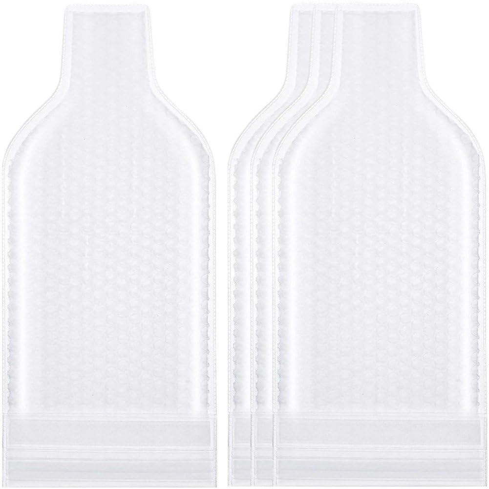 Luxylei Style 2 4Pcs Reusable Double Layer Inner Bubble Wine Bottle Wrap Sleeves Leak-Proof Packaging Bags For Travel Airplane Suitcase Luggage