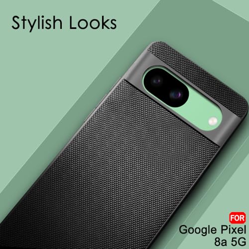 Image of TheGiftKart Back Cover Case for Google Pixel 8A | Slim & Lightweight | Ultra-Premium Design | Camera Protection Bump | Fabric Texture Case Cover (PC & TPU, Black)