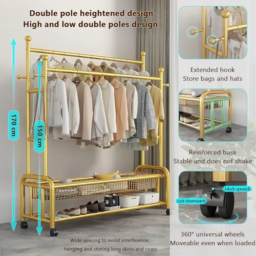 Portant à vêtements double barre pour solutionner le manque de placards - 7