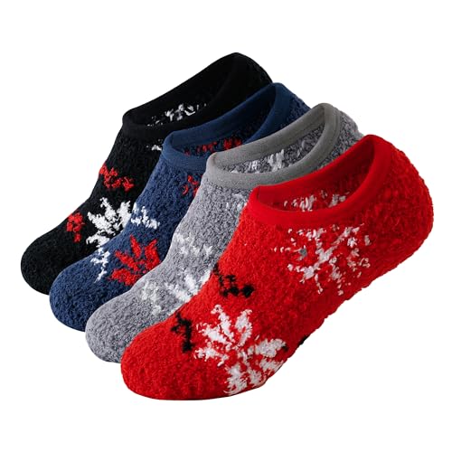 Image of SKOLA Cozy Winter Fuzzy Women Socks Grip Slippers Fluffy House Non Skid Microfiber Socks