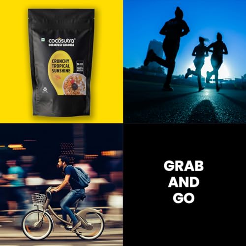 Image of COCOSUTRA Crunchy Tropical Sunshine Breakfast Granola 1 kg | made with Natural & Gluten Free ingredients | High Protein Cereal with Oats, Nuts, Seeds and Dry Fruits | Lightly sweetened with Jaggery
