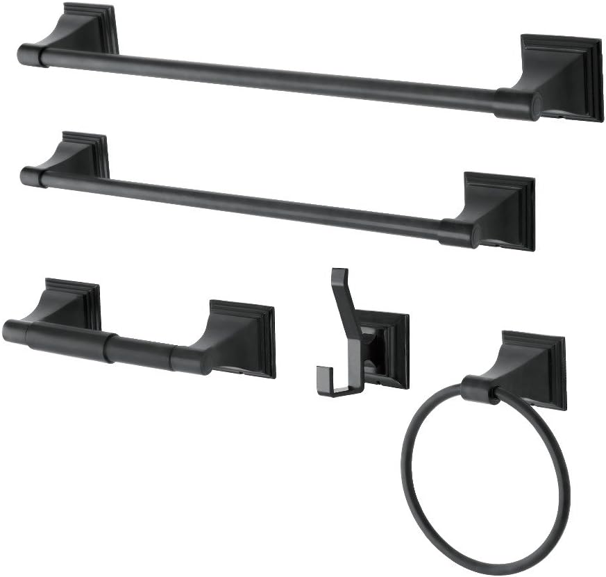 Water Onyx 5 Piece Bathroom Hardware Combo Black