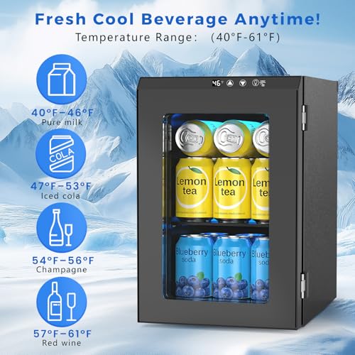 Image of COWSAR Commercial Beverage Refrigerator 24-Can Mini Fridge, Countertop Wine Cooler Small Adjustable Digital Thermostat, LED Light, Freestanding Countertop Drink Refrigerator for Home, Bar & Office
