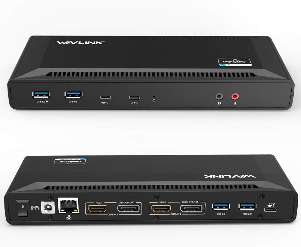 WAVLINK Universal USB C Laptop Docking Station Dual Monitors 5K/4K@60Hz with 65W Host Charging for Thunderbolt 4/3, USB-C Windows, M1/M2/M3 Mac, Chrome and More(2HDMI, 2DP, 6USB 3.0, 1Gbps Ethernet）