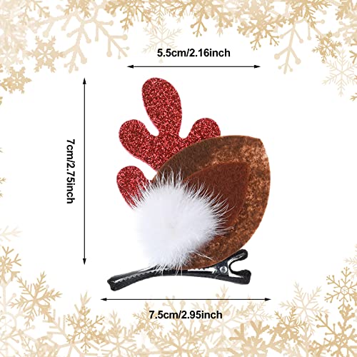 Wllhyf 4Pcs Christmas Hair Clip, Cute Xmas Reindeer Antler Hairpin Girl Women Hair Clips Xmas Hair Barrettes With Pom Balls Deer Ear Hair Accessories Festive Party Cosplay Gifts #TOP1
