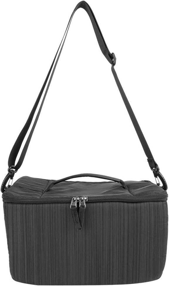Camera Lens Bag, Waterproof DSLR Camera Lens Case with Strap Insert Partition Bag Portable Protective Shoulder Bag (Black)