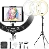IVISII 19 inch Ring Light with Stand and Phone Holder,60W Bi-Color or for Live Stream/Makeup/YouTube Video/TikTok/Zoom…