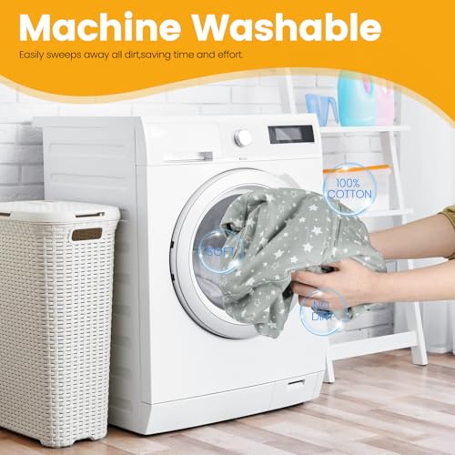 Orzbow Sommerbezug für Babyschale, Universal Schutzbezug aus 100% Baumwolle, für Babyschale (z.B. Maxi Cosi, CabrioFix, Pebble), Atmungsaktiv gegen Schwitzen, Maschinenwaschbar (Graues Stern)