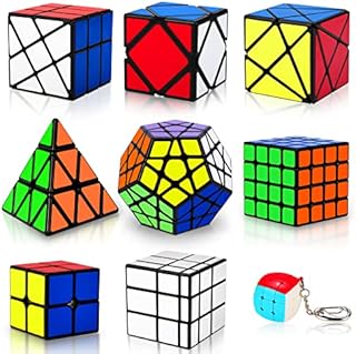 Speed Cube Set, Puzzle Cube,9 Pack Magic Cubes Pyraminx Pyramid + 2x2 + 3x3 + 4x4 + Megaminx + Mirror + Mini 3x3 + Skewb + Fenghuolun Puzzle Cube Toy for Kids & Adults