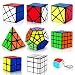 Coolzon Speed Cube Set, Rubix Cube Set, 9 Pack Magic Cubes Pyraminx Pyramid + 2x2 + 3x3 + 4x4 + Megaminx + Mirror + Mini 3x3 + Skewb + Fenghuolun Puzzle Cube Toy Gift for Kids & Adults