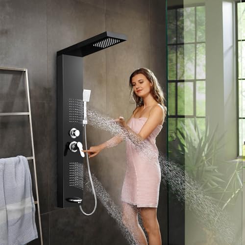 Image of ROVOGO Shower Panel Tower System with 4 Shower Modes, 46.5 inch, No Led Lights
