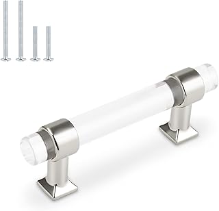 15 Pack Orger Kitchen Cabinet Handles Silver Chrome Drawer Handles – Crystal Acrylic 3″ Hole Centers Cabinet Pulls for Dresser Cabinets Cupboard Wardrobe