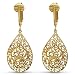 Lovely Victorian Filigree Clip On Earrings for Women & Girls Clip-ons, Lightweight Teardrop Leaf Dangle (Gold)