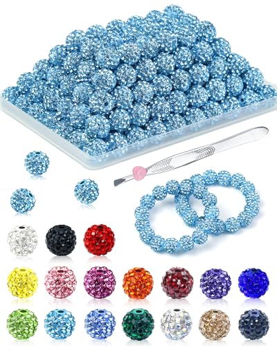 120PCS FIVEIZERO Aquamarine Rhinestone Beads for Jewelry Making