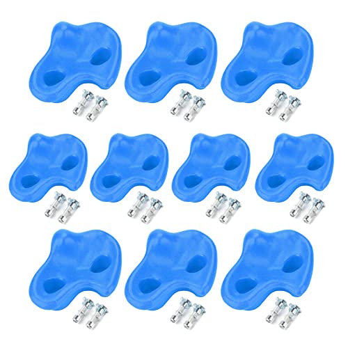 flexman 10 Rock Climbing Holds, Plastic Textured Rock Climbing Stone, Climbing Rock Wall Grips for Kindergartens, Amusement Parks, Corridors, Walls (Blue)