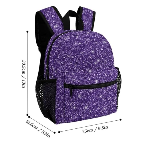 Purple Ombre Glitters 13 Inch Backpack Lightweight Double Shoulder Bag with Zippers Unisex Daypack2