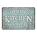 Personalized Vintage Distressed Look Mint Kitchen Seasoned with Love Metal Room Sign (8x12 Inches)