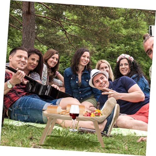 Table à vin pliante en bois kaki portative pour sol instable de camping - 3