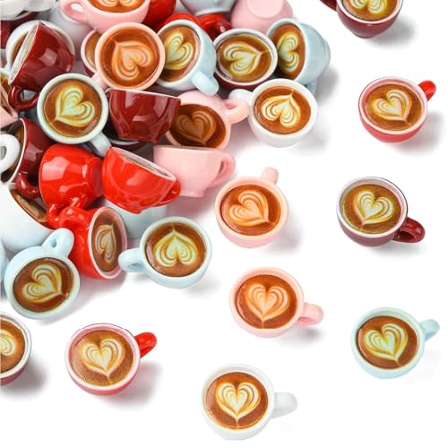 Mini figurines de tasse à café en résine colorée pour loisirs créatifs, lot de 50 pièces