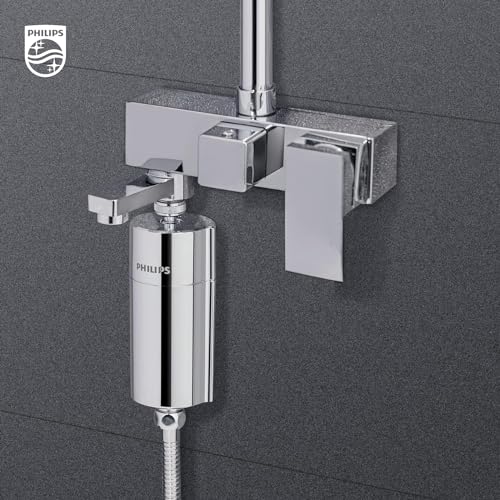 Philips Duschfilter 3-stufiger Wasserenthärter, Doppel-Mesh-Filtration, KDF-Material, Reduzierung von Chlor/Verunreinigungen/Rostsedimenten, große Kapazität, Handbrause mit Regendusche