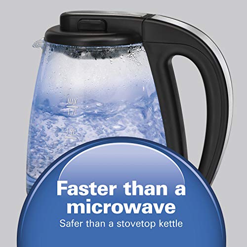 Hamiton Beach 40864C Glass Electric Kettle, 1.7 Liter Capacity, Automatic Shutoff, Cord-Free Design, Stainless Steel - Image 6