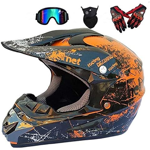 NJYBF Casco Motocross Niño ECE Homologado ATV Moto Quad Carretera Moto Casco Adulto Off Road Dirt Bike Casco de Moto Infantil Cover
